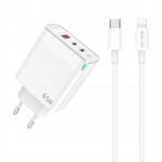 JELLICO Szybka Ladowarka 65W 2x USB C USB 3 0 GaN Kabel USB C Lightning