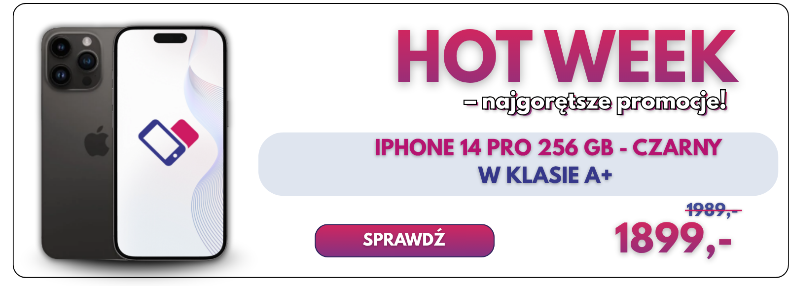 HOT WEEK – iPhone 14 Pro 256 GB czarny, klasa A, eSIM